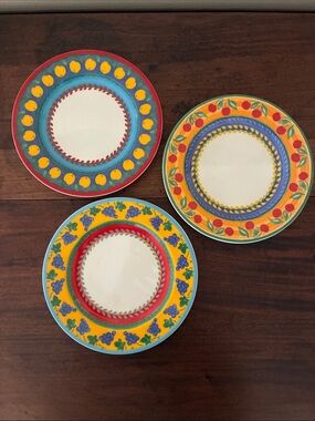3 Vista Alegre Portugal Plates - Fruit Fantasy Cherries, Apples & Grapes